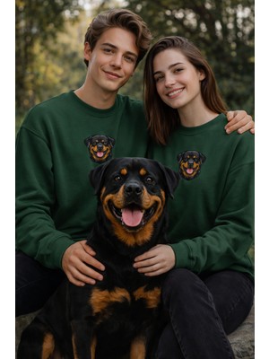 Muhtar Store Rottweiler Köpek Desenli Sevgili Sweatshirt – Unisex Çift Kombini