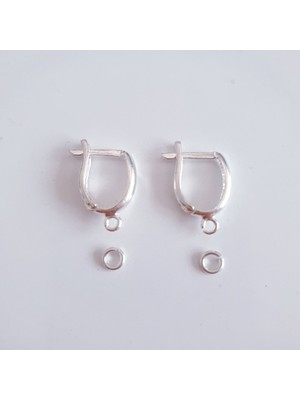 Normadia 925 Ayar Gümüş Kilitlemeli Küpe Aparatı ve 2 Adet Gümüş Halka Seti