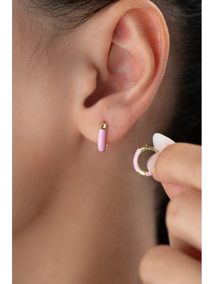 Normadia 925 Ayar Gümüş Pembe Mineli Çocuk Küpe, Şık ve Zarif Tasarım