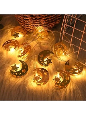 Hediye Bahçesi Dekoratif Ramazan LED Işık 2 Metre Gold Metal