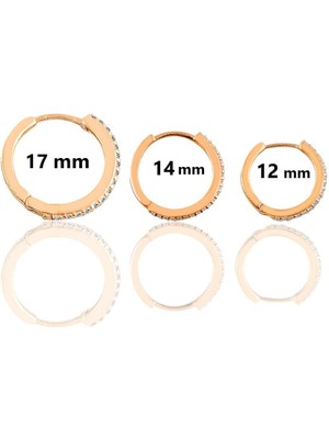 Normadia Gümüş Rose Zirkon Taşlı Üç Boydan Oluşan Şık Halka Küpeler