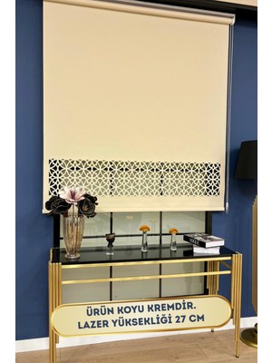 Volper Mekanik LZR305 Ithal Mat Kalın Kumaşlı Lazer Kesim Stor Perde (Koyu Krem)