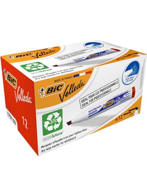 Hepta Collection 1751 Eco Kesik Uçlu Beyaz Tahta Kalemi, Kırmızı, 12'li , 3,7 mm ile 5,5 mm Kalın Uç,kuru Silinebilir