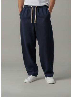 Wekame Erkek Jogger Baggy Fit Beli Lastikli %100 Orjinal Ham Keten Pantolon