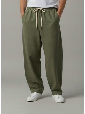 Wekame Erkek Jogger Baggy Fit Beli Lastikli %100 Orjinal Ham Keten Pantolon