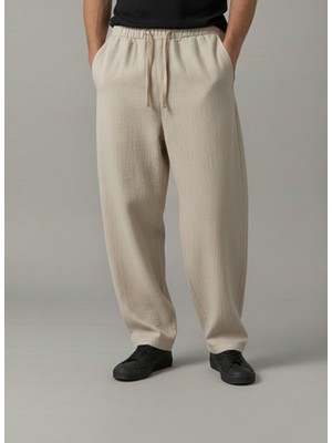 Wekame Erkek Jogger Baggy Fit Beli Lastikli %100 Orjinal Ham Keten Pantolon