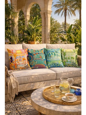 Evdek Çift Tarafı Baskılı 4’lü Kırlent Kılıfı 6EOD16