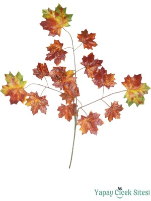Yapay Çiçek Sitesi Yapay Sonbahar Çınar Ağacı Dalı 15 Yapraklı 65 cm 12 Adet Kahve-Yeşil