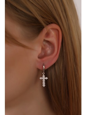 Normadia Parlak Zirkon Taşlı 925 Ayar Gümüş Küpe, Şık Takı Hediye Alternatifi