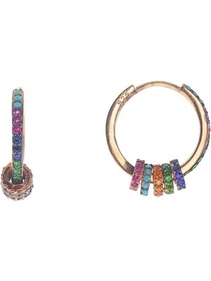 Normadia Parlak Gümüş Renkli Taşlı Halka Küpe, Şık ve Zarif Takı Tasarımı