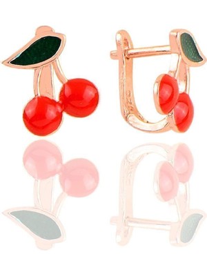 Normadia Sevimli Kiraz Çocuk Küpesi, Gümüş Klipsli, Renkli ve Şık Tasarım