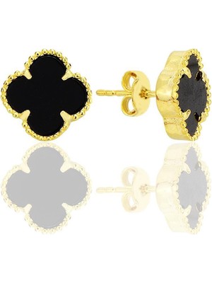 Normadia Siyah Sedef Taşlı Yönca Tasarım Küpe, Zarif ve Şık Takı Parçası