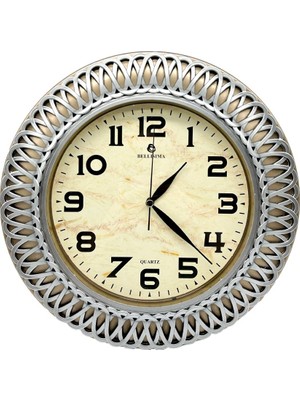 Hepta Collection Bellisima BL-1057 Serisi Klasik Kadran Işleme Desenli Sessiz Akar 30 cm Duvar Saati Gold-Gri