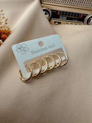 Normadia Şık 6'lı Çelik Küpe Seti, Zarif ve Modern Takı Aksesuarları