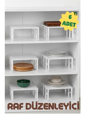 Organizers Dolap Içi Düzenleyici Raf Tabak Bardak Rafı Metal Raf 6'lı