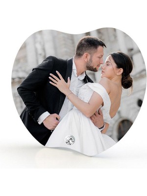 Genel Sevgiliye Hediye Kalpli Kristal Cam Çerçeve Kişiye Özel Resim Baskılı 17X19CM