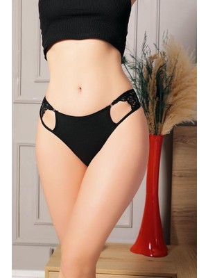 Red Womans Siyah Bel Kısmı Dantelli Külot