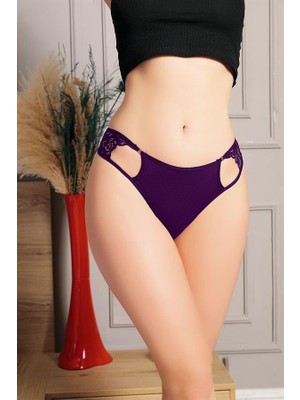 Red Womans Lacivert Bel Kısmı Dantelli Külot