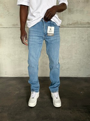KağanKY Mavi Taşlamalı Likralı Regular Fit Jean