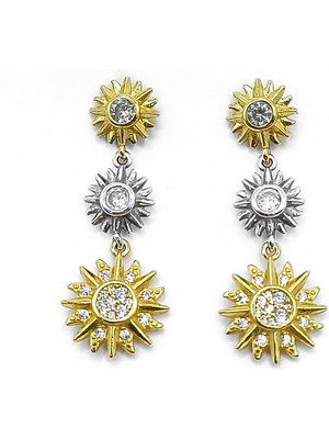 Normadia Iki Renkli Üçlü Güneş Küpe, Şık ve Modern Takı Aksesuarı