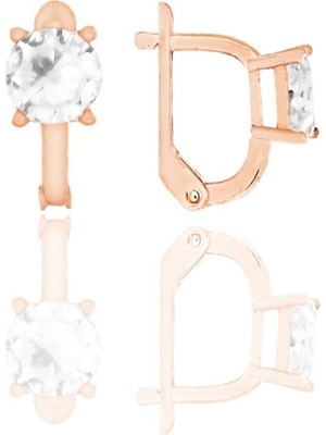 Normadia Parlak Gümüş Renkli Rose Zirkon Yuvarlak J Küpe, Şıklık ve Zarafet Sunar