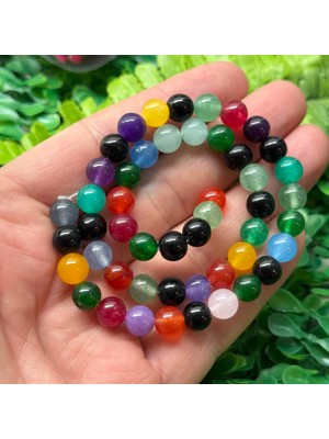 Taş Uzmanı Küre Çakra Renkli Kuvars Taşı 8 mm