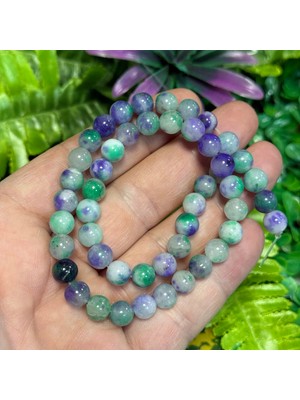 Taş Uzmanı Küre Yeşil Mor Florit Renkli Kuvars Taşı 8 mm
