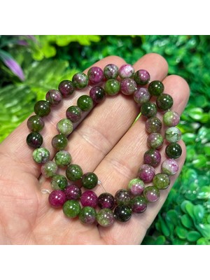 Taş Uzmanı Küre Yakut Zümrüt Mix Renkli Kuvars Taşı 8 mm