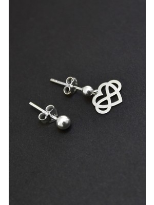 Normadia 925 Ayar Gümüş Rodyum Kaplama Kalp Sonsuzluk Model Kadın Top Küpe