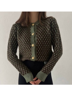 Elwes Kadın Haki Kahve Yumoş Hırka