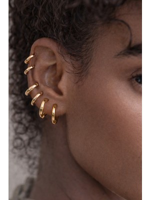 Sacce Scarves & Accessories Minimal Gold Çelik Küpe Seti 6 Parça Kadın Kullanıcılar İçin 1 mm Kalınlık