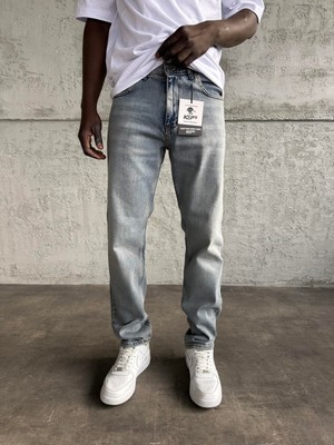 KağanKY Mavi Yıkamalı Likralı Regular Fit Jean