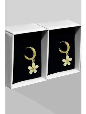 Normadia 925 Ayar Gümüş Gold Kaplama Yasemin Çiçeği Klipsli Halka Küpe