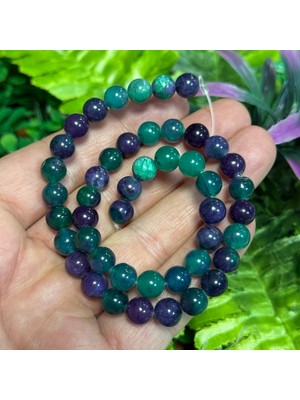 Taş Uzmanı Küre Ametistli Yeşim Renkli Kuvars Taşı 8 mm