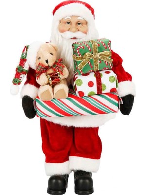 Kayem Kay Hediye Paketi Taşıyan Noel Baba Dekoratif Biblo 45 cm 658474