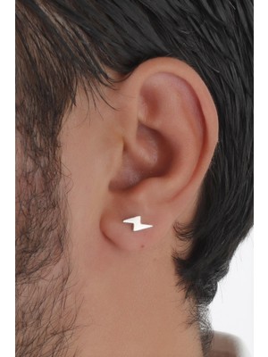 Normadia 925 Ayar Gümüş Şimşek Figürlü Erkek Küpe, Şık ve Modern Tasarım