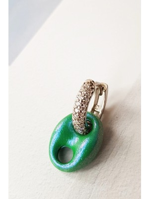 Normadia Su Yeşil Love Simli Gümüş Küpe, Şık ve Zarif Tasarım, Hafif ve Rahat Kullanım