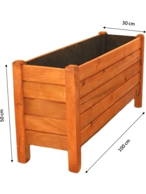 Camping Time Ahşap Saksı Dış Mekan Çiçeklik Dekoratif Saksı Büyük Boy