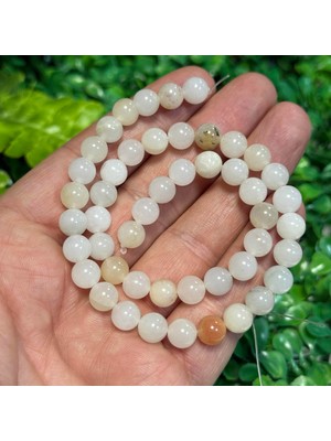 Taş Uzmanı Küre Beyaz Akik Renkli Kuvars Taşı 8 mm