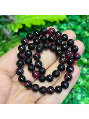 Taş Uzmanı Küre Rodonit Renkli Kuvars Taşı 8 mm