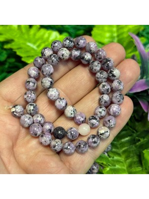 Taş Uzmanı Küre Benekli Menekşe Renkli Kuvars Taşı 8 mm