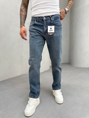 KağanKY Mavi Yıkamalı Likralı Regular Fit Jean