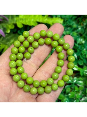 Taş Uzmanı Küre Olivin Renkli Kuvars Taşı 8 mm