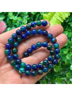 Taş Uzmanı Küre Azurit Renkli Kuvars Taşı 8 mm