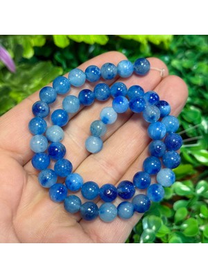 Taş Uzmanı Küre Mavi Akik Renkli Kuvars Taşı 8 mm