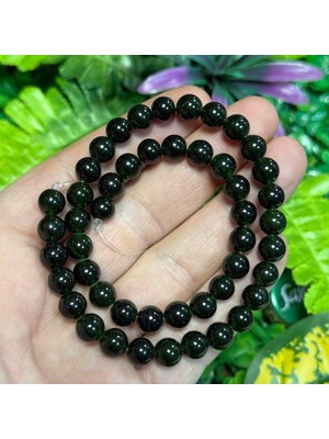 Taş Uzmanı Küre Yosunlu Yeşim Renkli Kuvars Taşı 8 mm