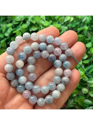Taş Uzmanı Küre Akuamarin Renkli Kuvars Taşı 8 mm