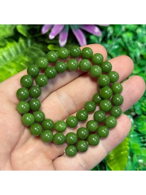 Taş Uzmanı Küre Olivin Renkli Kuvars Taşı 8 mm