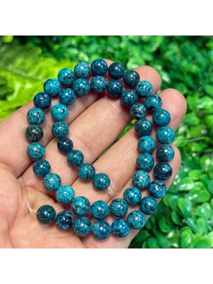 Taş Uzmanı Küre Turkuaz Renkli Kuvars Taşı 8 mm