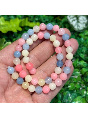 Taş Uzmanı Küre Morganit Renkli Kuvars Taşı 8 mm